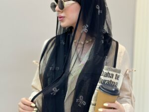 شال توری پاپیون نگینی