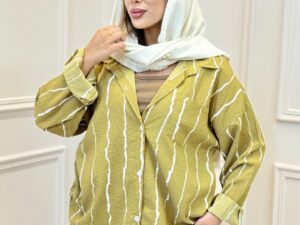 شومیز راه راه زیتونی
