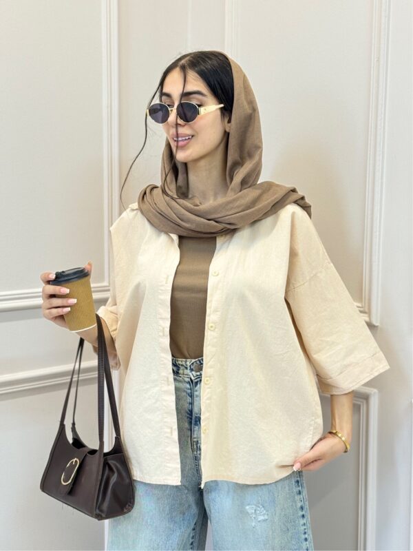 شومیز لینن آستین سه ربع - Image 2