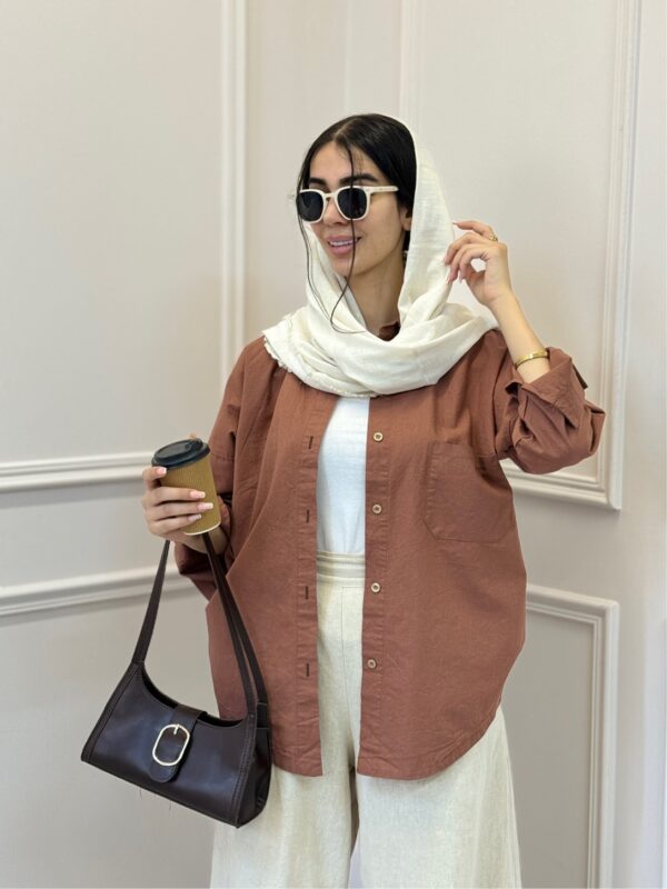 شومیز لینن تک جیب - Image 2