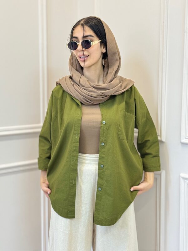 شومیز لینن تک جیب - Image 10