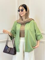 شومیز لینن آستین سه ربع - Image 7