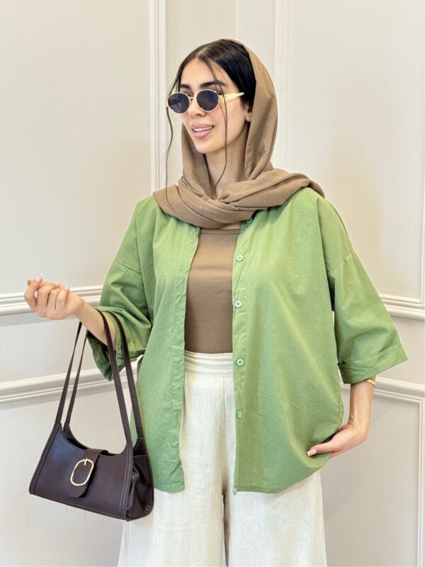 شومیز لینن آستین سه ربع - Image 7