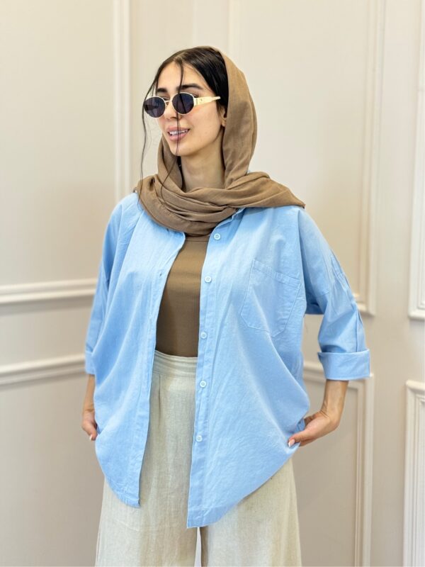 شومیز لینن تک جیب - Image 9