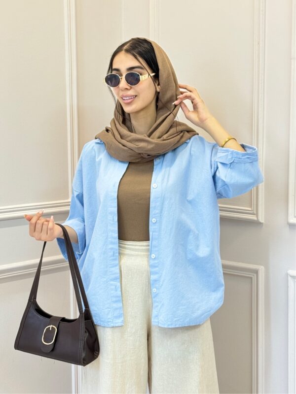شومیز لینن آستین سه ربع - Image 5