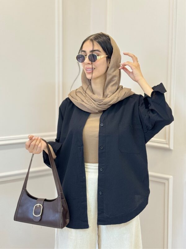 شومیز لینن تک جیب - Image 6