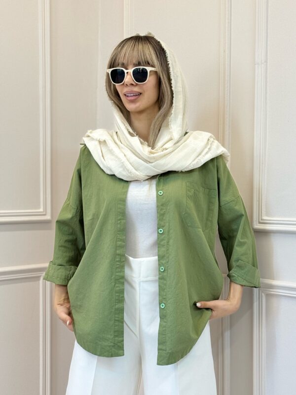 شومیز لینن تک جیب - Image 15