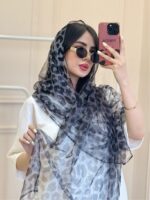 شال توری پلنگی خاکستری