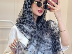 شال توری پلنگی خاکستری
