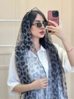 شال توری پلنگی خاکستری - Image 3