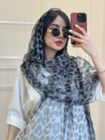 شال توری پلنگی خاکستری - Image 4
