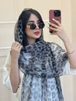 شال توری پلنگی خاکستری - Image 5
