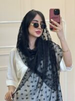 شال توری مشکی پاپیون - Image 3