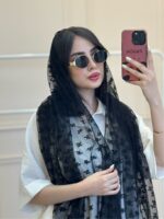 شال توری مشکی پاپیون - Image 4