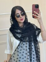 شال توری مشکی پاپیون - Image 5