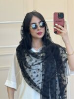 شال توری مشکی پاپیون