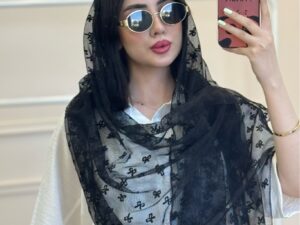 شال توری مشکی پاپیون