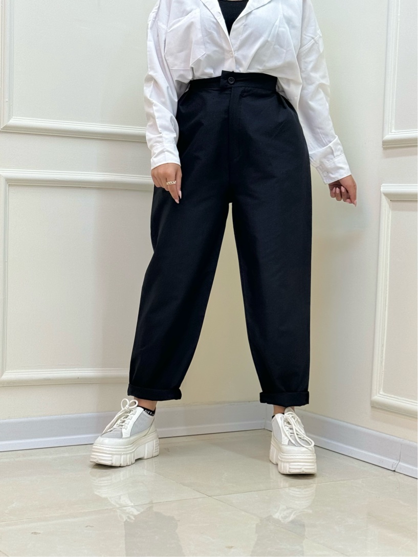 IMG_3628 شلوار مام مشکی ساده - Image 1